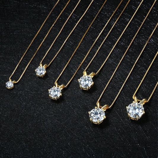 RAPRGOLD GRA Certified 0.5-5ct Moissanite Pendant Necklaces 925 Sterling Silver Solitaire Necklace Chain For Women Jewellry Gift